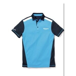 Luly Yang Polo Shirt Blue Black Short Sleeve Work Uniform Women's